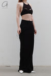OUDE WAAG denim hollow hanging neck corset OW-23SS-AS05 black